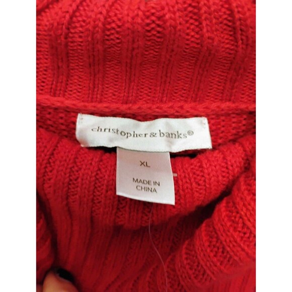 Christopher And Banks Red Cowl Neck Sweater NWT Knit size XL - Picture 2 of 6